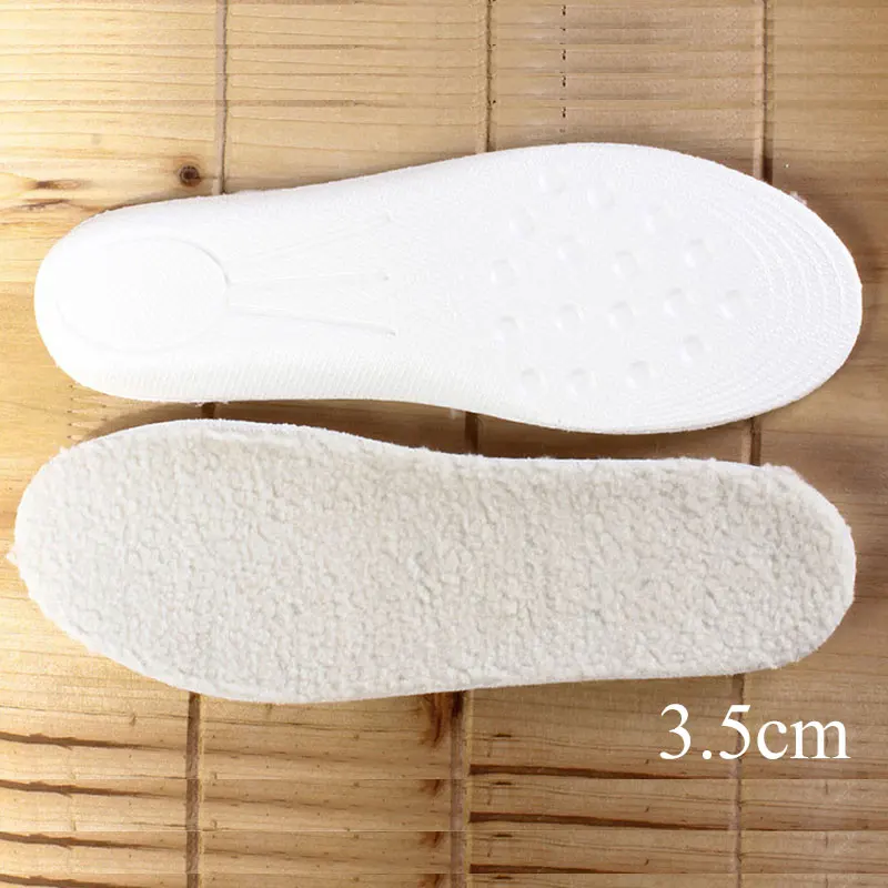 3.5cm 1 пара, стелька для увеличения роста, плюшевые теплые гелевые силиконовые стельки на плоской подошве, зимние толстые стельки для увеличения роста обуви - Цвет: 3.5cm