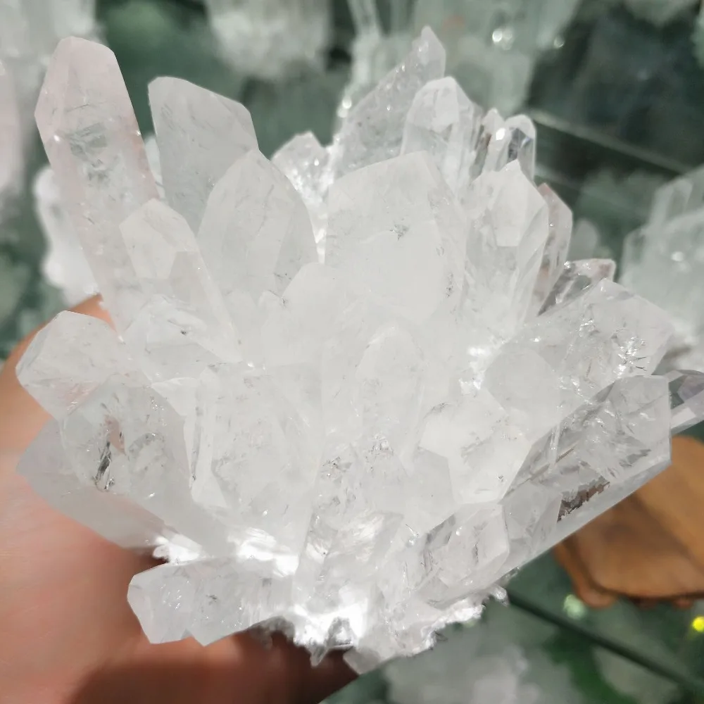 700g Natural transparent white crystal cluster natural crystal reiki healing