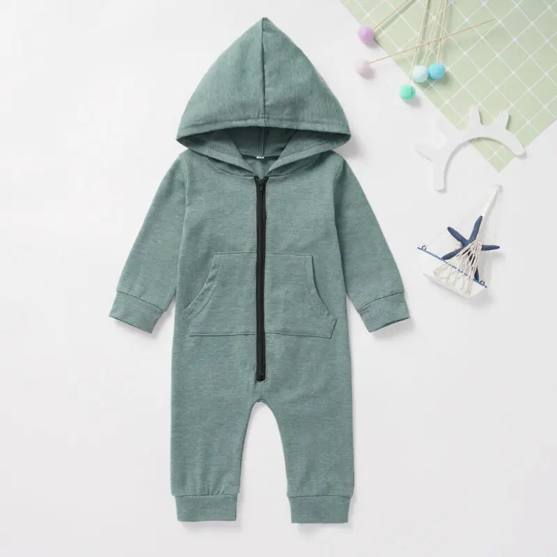 UK Autum WInter Clothes Newborn Baby Girl Boy Clothes Hooded Romper