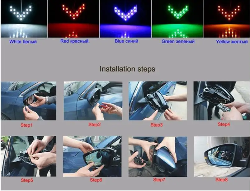 Dragonpad 2 шт. 12 В Автомобильный светодиодный светильник рулевого управления для зеркала заднего вида автомобиля 14smd светодиодный индикатор стрелки