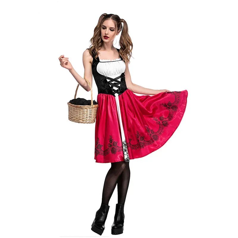 Ataullah Little Red Riding Hood Adault Cosplay Costume Halloween Wicca Cloak For Woman Carnival Party Queen Dress DW003