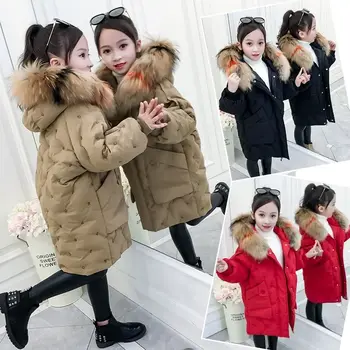

New 2020 Winter Children Cotton-Padded Parkas Kids Outerwear Girls Casual Thick Warm Hooded Jacket Solid Baby Girls Coats W577