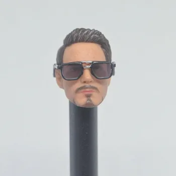 

1/12 scale IronMen Tony Man Male Boy Head Sculpt Model toy Head carving with glasses Head For 6'' Doll Body Accessories model