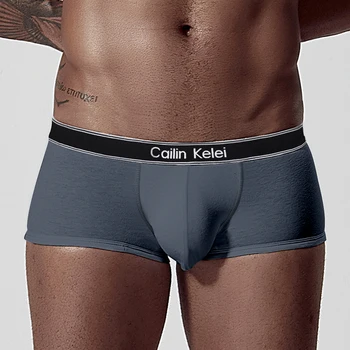 

CailinKelei Brand Underwear Men Boxers Shorts Men Sexy Cueca Boxer Cotton fashion U convex pouch male gay underpants