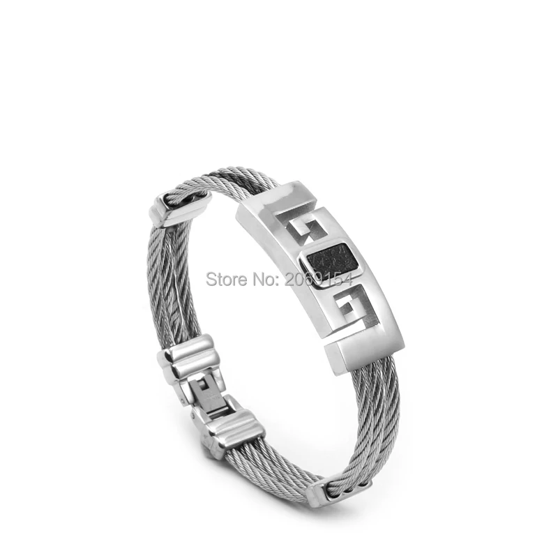 Stainless Steel Bracelets for Men Gold Plated Charm Jewelry 1Pcs Great Wall Shape Punk