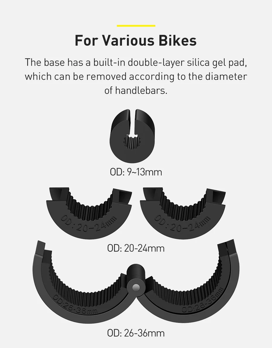 Baseus Bicycle Phone Holder Solar Power Electric Sensor Motorcycle Mobile Cellphone Stand GPS Mount For iPhone Samsung XIAOMI wireless charging stand for iphone and apple watch