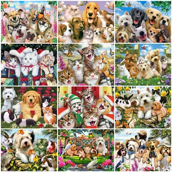 

AZQSD Oil Painting By Numbers Dog Kit Drawing On Canvas Wall Art HandPainted DIY Gift Animals Coloring By Number Home Decor