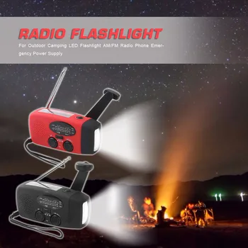 

AM/FM Radio Smartphone Charger Solar Energy Powered Supply Hand Generator Portable Outdoor Emergency LED Flashlight