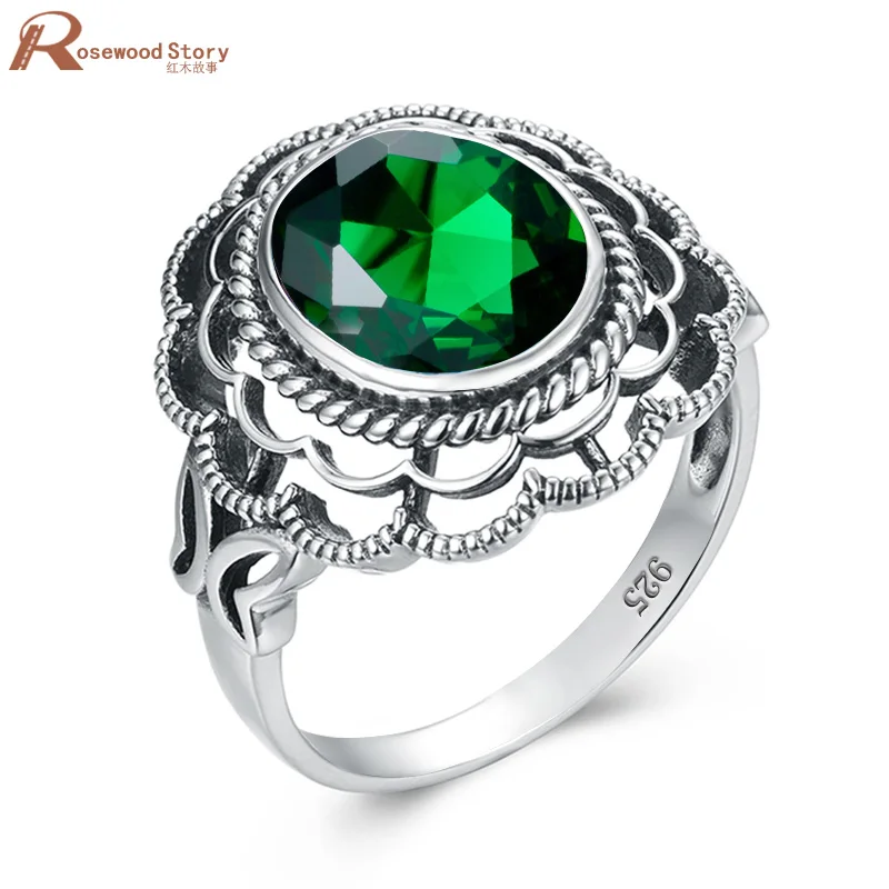Кольца из белого золота с натуральным изумрудом для женщин винтажные кольца