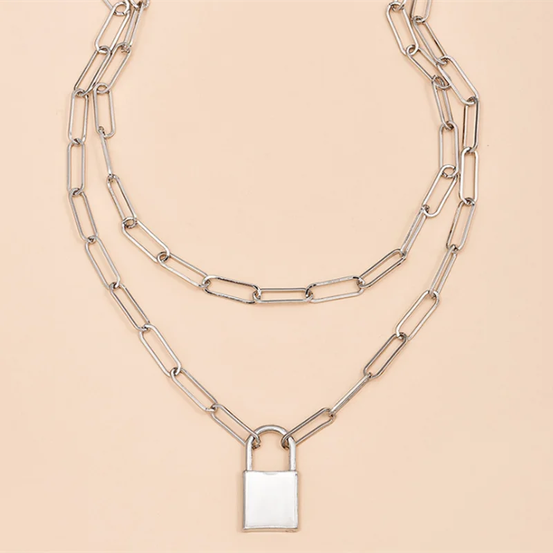 

2021 Women Exquisite Geometric Pendant Multi-layer Necklace Jewelry Gift