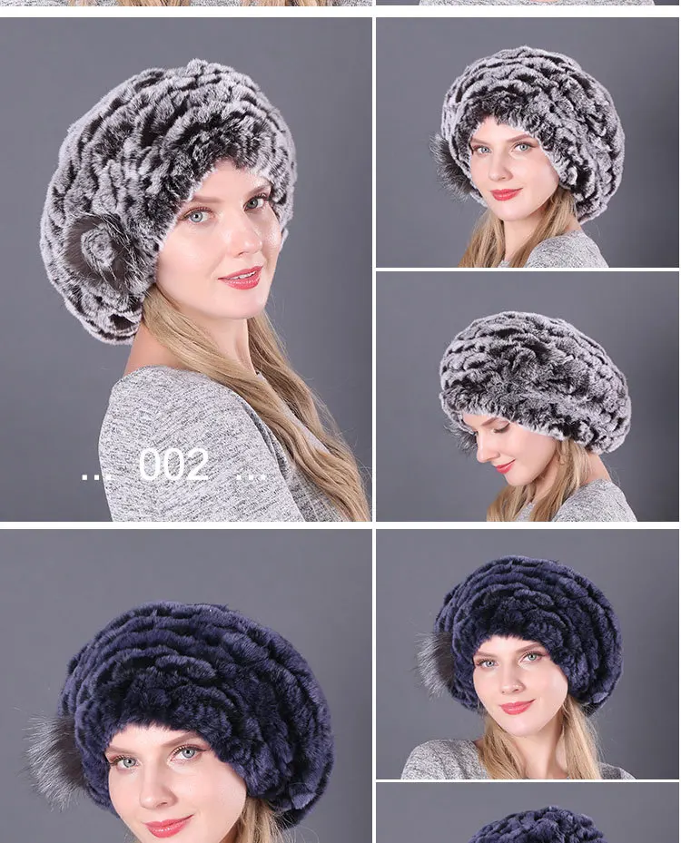 Hot Sale Natural Silver Fox Fur Women Winter Hat Knitted Cap Women Hat Fox Fur Bomber Hat Female Ear Warm Winter Must