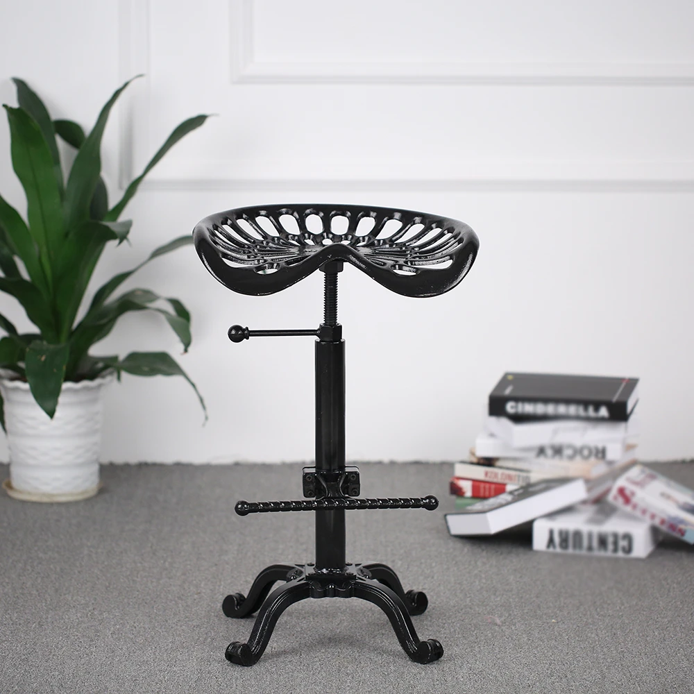 Ikayaa Industrial Style Cast Iron Tractor Seat Bar Stool Adjustable Height Swivel Metal Barstool Chair W Footrest Bar Stools Aliexpress