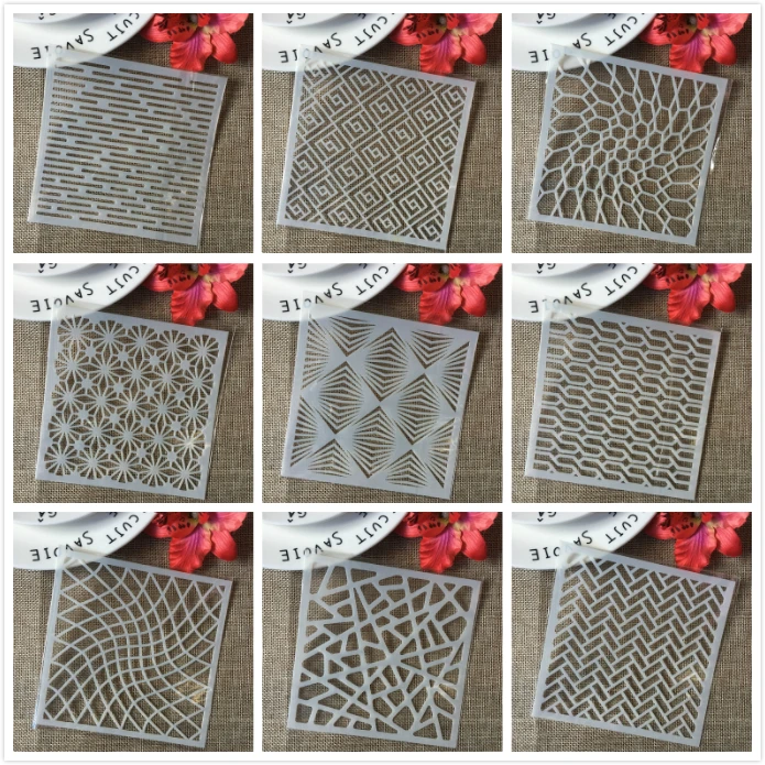 9 шт./компл. 5 &quotволнистая текстура линии стрелы DIY многослойные трафареты