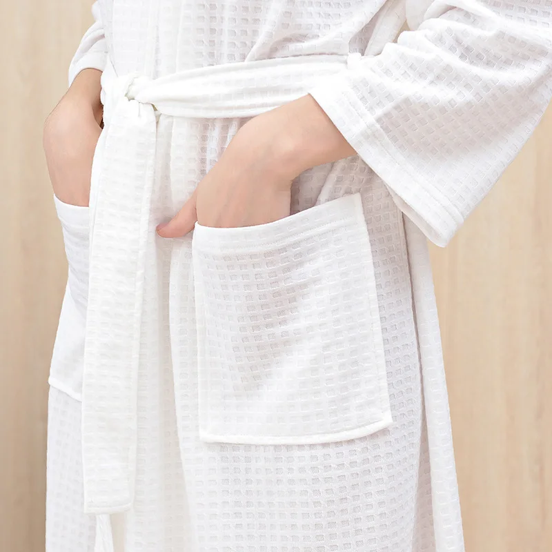 Весеннее кимоно для влюбленных, банный халат, вафельный мужской халат, халаты, парная ночная рубашка для мужчин и женщин, сексуальная домашняя одежда для сна - Цвет: Белый