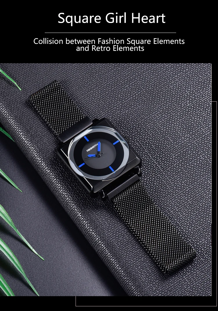 Fashion Square Wristwatch Men Women Simple Analog Quartz Watches Magnet Mesh Steel Band Minimalist Ladies Bracelet Casual Clock
