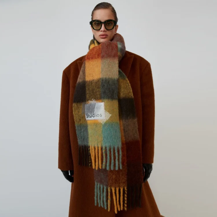 Big Discount BLhRA 2019 new alpaca wool, mohair, red plaid scarf, shawl, warm and comfortable