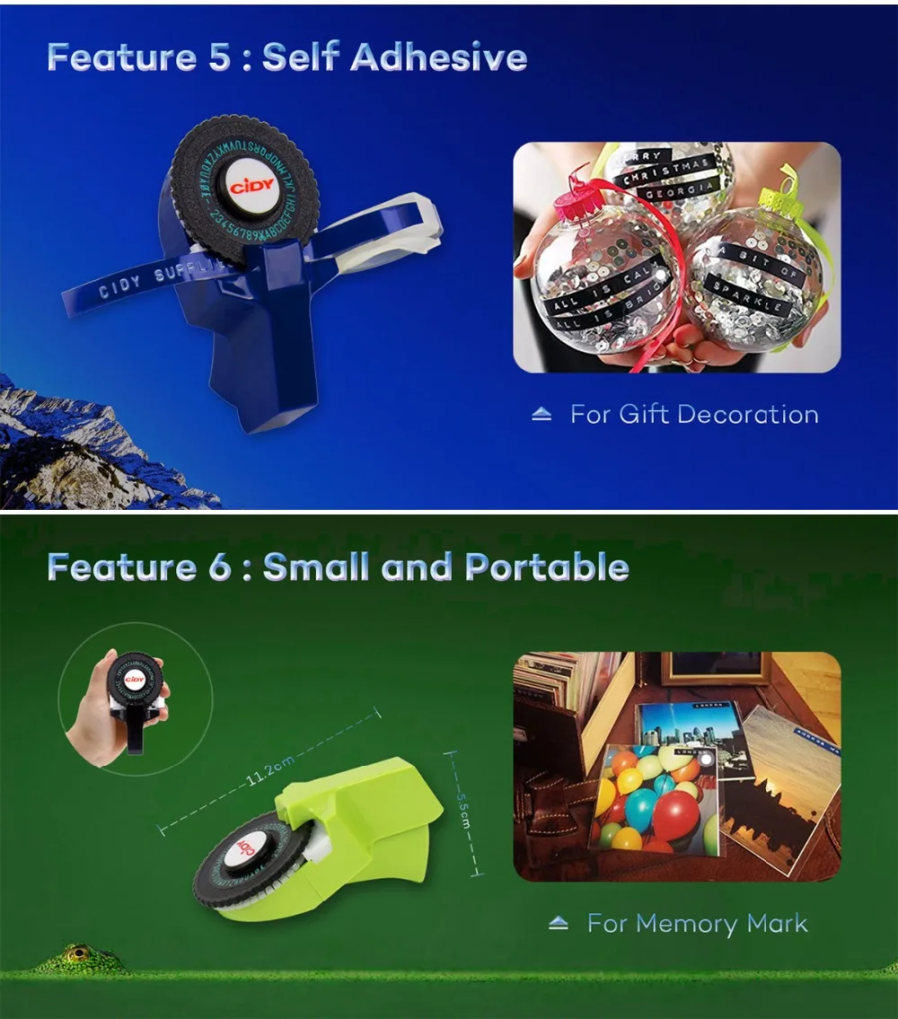 Impressora de Mão Fabricante para Dymo Multicolorido Cidy Mini Impressora Portátil Faça Você Mesmo 9mm Etiqueta 3d Gravação Manual Fita 2 Computador e Escritório