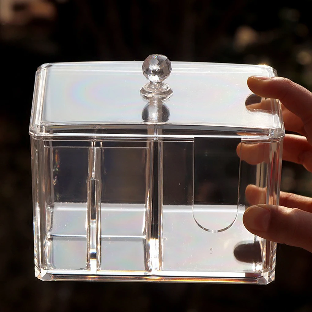 Acrylic Cotton Swab Makeup Box Portable Container Make Up Cotton Pad Holder Cosmetics Organizer