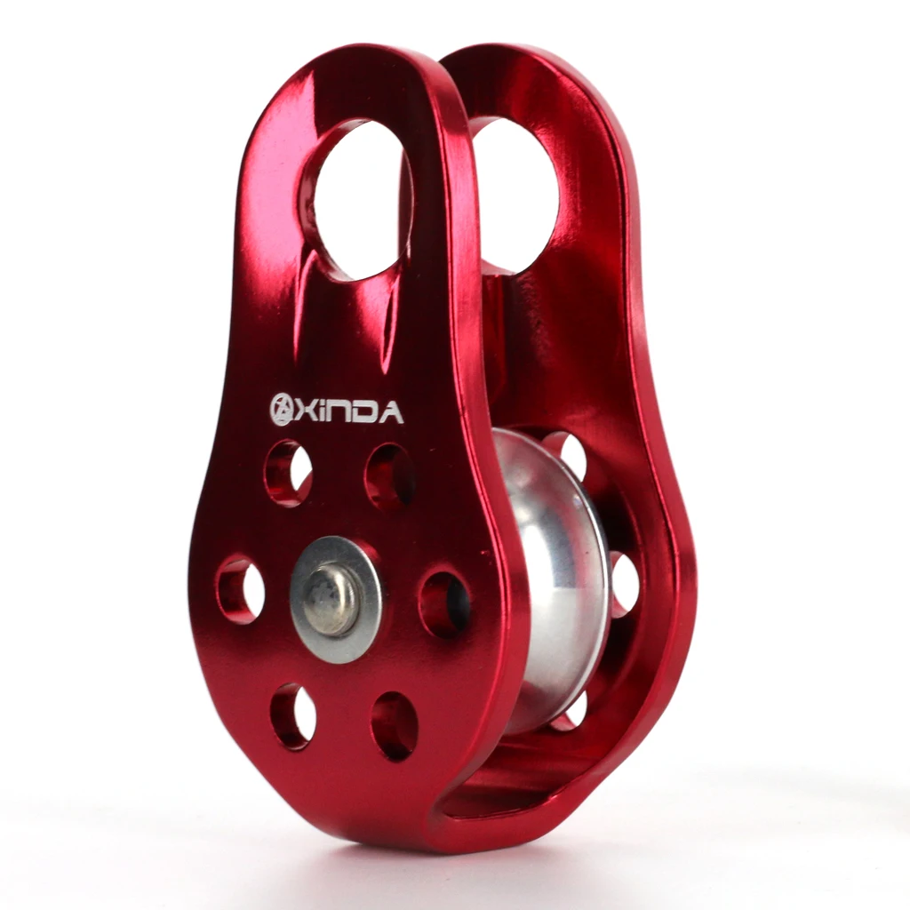 20KN Rock Climbing Arborist Tree Climb Rope Fixed Type Pulley Equipment - Purple / Orange