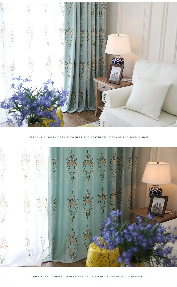 American for Living Room and For Bedroom Balcony Shadin Floor Cotton and Linen Embroidered Atmospheric and Fresh Gauze Curtain