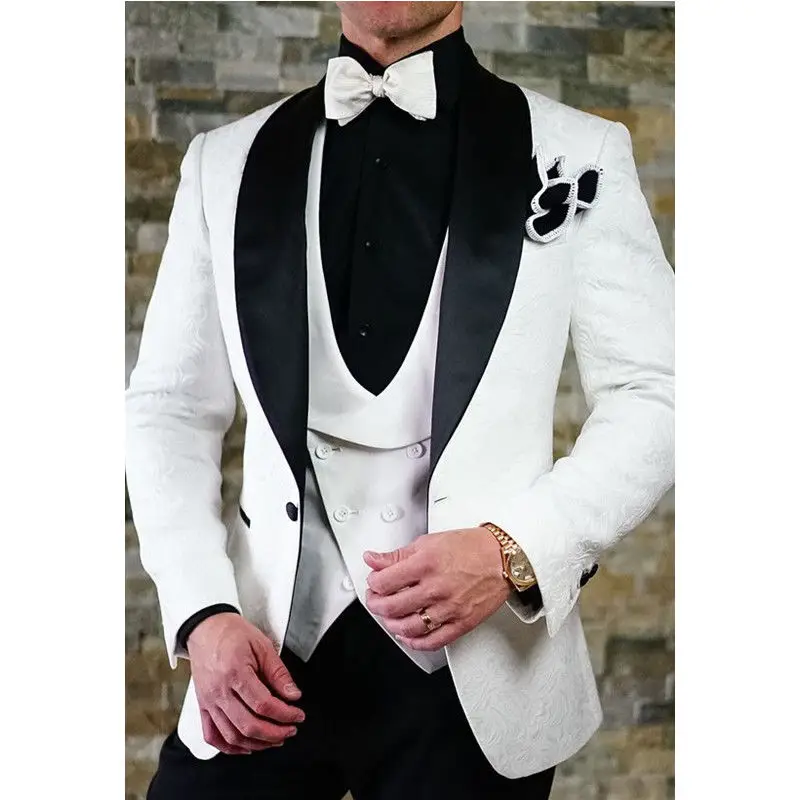 The same picture Белые мужские свадебные костюмы для мужчин Slim Fit Custom 3 шт смокинг для выпускного жениха костюм - Цвет: The same picture