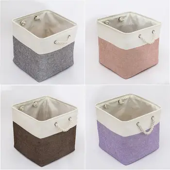 

Linen Fabric Folding Storage Box Bin with Handle for Kids Toy Laundry Basket Book Clothes Hamper Home Organizer 33*33*33cm