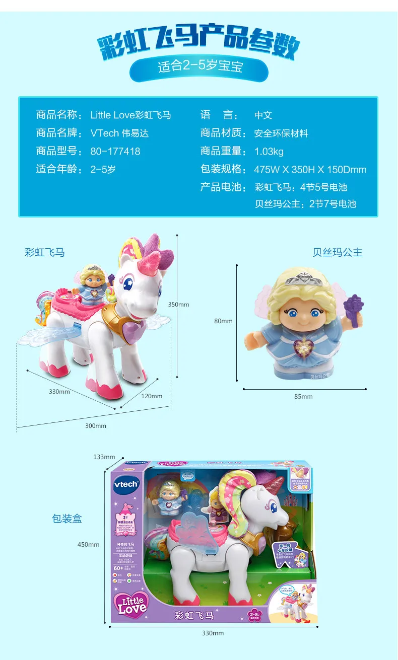 VTech Vtech Радужный Пегас Единорог игрушка для девочек моя маленькая модель игровой домик для младенцев образовательный просвещение