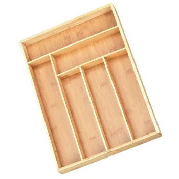 

1PC Drawer Cutter Cutlery Storage Box Bamboo Cutter Organizing Box (Khaki)