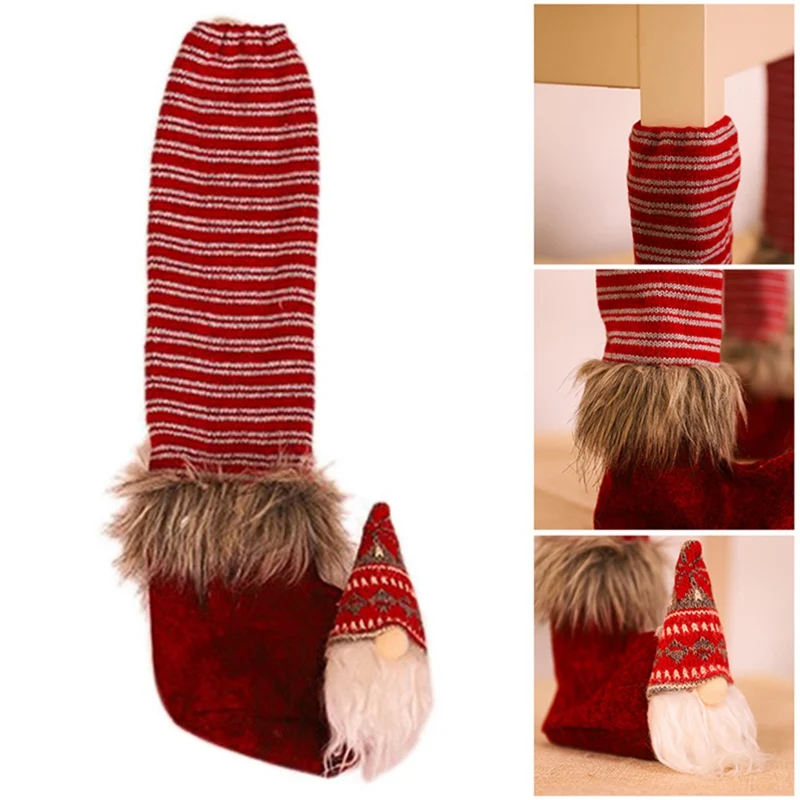 

Forest Man Christmas Chair Leg Feet Cover Linen Table Foot Non-slip Protector Chair Socks Sleeve Xmas Decoration