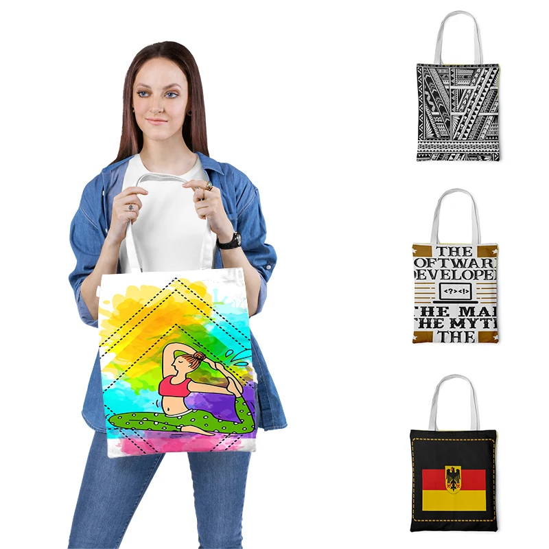 

Canvas Tote Bag Shopping Travel Women Eco Reusable Shoulder Shopper Bags Harajuku High Capacity Shopping bolsa