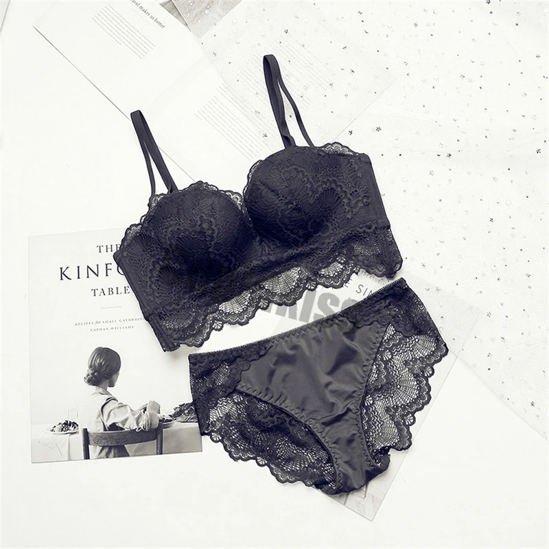 

2019 New Arrival Wireless Lace Push-up Bra Comfortable Adjustable Underwear Set Womens Lingerie Free Shipping