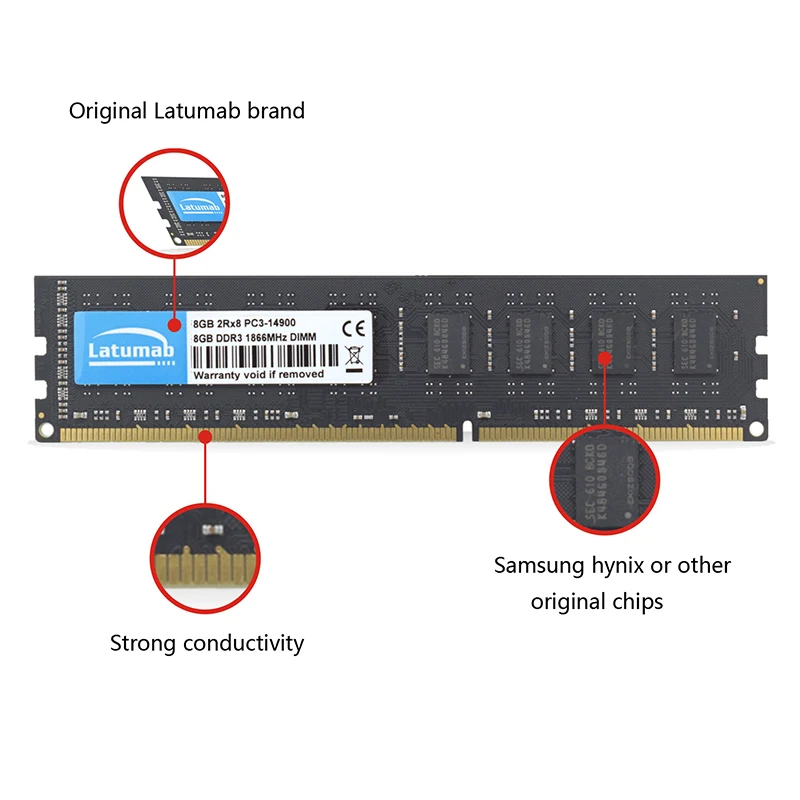 Оперативная память Latumab DDR3 4 ГБ 8 16 1866 МГц 1066 14900 Память Dimm для настольного