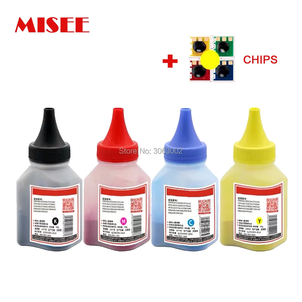 

Misee 4 pcs Toner Powder+ chips Compatible for Canon CRG 329 729 Toner Cartridge LBP7018C LBP7010C Printer 1.2k/1k