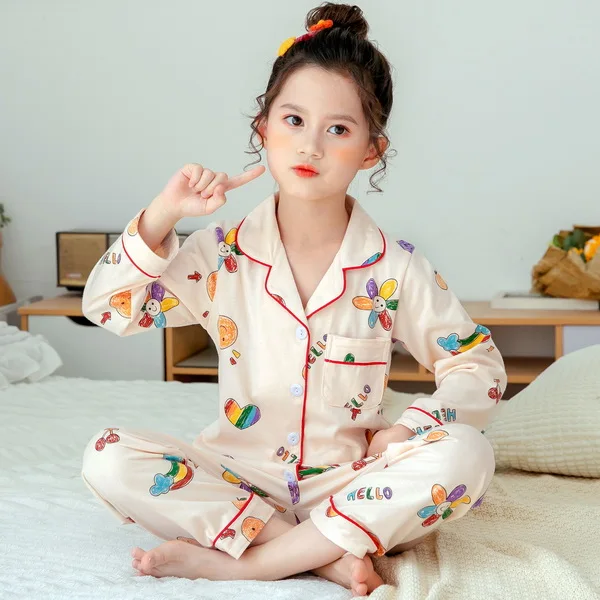 designer pajama sets Autumn Girls cotton pajamas set Children cute pyjamas Thin Sleepwear baby soft Loungewear Kids Pyjamas Boy short Top+ Pant best nightgowns Sleepwear & Robes