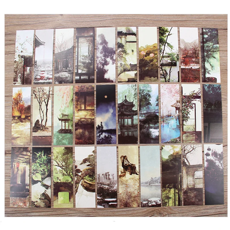 

30 Pcs/set Chinese Architecture Bookmarks Paper Page Notes Message Card Book Marker School Supplies Stationery