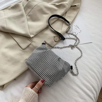 

woman's bag Brand Original Design Summer Bag 2020 New Fashion Bright Diamond Women's Bag Joker Chain Messenger Bag Square Bag