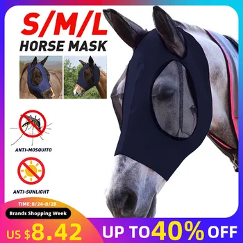

Anti-mosquito Horse Mask Adjustable Mesh Horse Flying Mask Breathable Comfort Equestrian Supplies Detachable Horse Masks