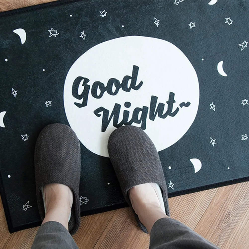 good night-floor mat Прямоугольный ковер входная дверь коврик Мягкая форма пола нескользящий милый мультяшный коврик наружная ковровая дорожка в коридор передняя дверь Придверный коврик - Цвет: good night-floor mat