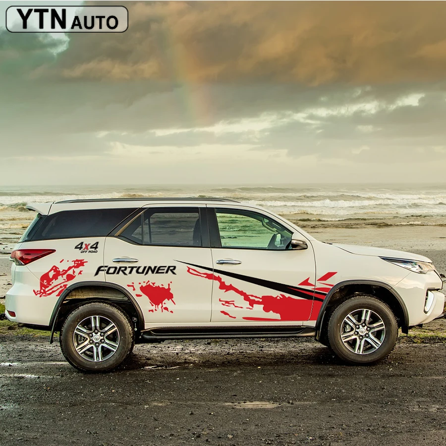Наклейки на автомобиль, наклейки на боковые части, 4X4, внедорожные, в полоску, suv, графические винилы, автомобильные наклейки на заказ для toyota FORTUNER