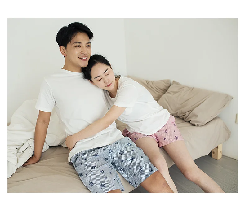 Psychological 26-Spring Summer Pure Cotton Couples Gauze Pajama Pants Cotton Shorts Women's Home Pants Loose And Plus-sized