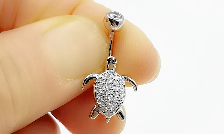 Neue ankunft nabel piercing schmuck 925 sterling silber Schildkröte bauch botton ring 6mm 8mm 10mm – Detail 1