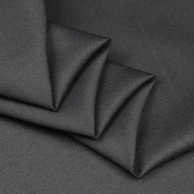 Tissu en laine peignée extensible noire Pure, 290 g/mètre, WF186
