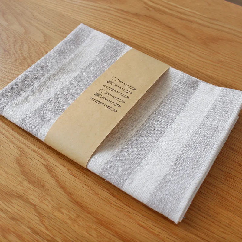 Khaki 40x60cm 2 шт./компл. из хлопка и льна салфетка 40x60 см в полоску Настольный коврик дома кухонное полотенце для чая - Цвет: Khaki 40x60cm