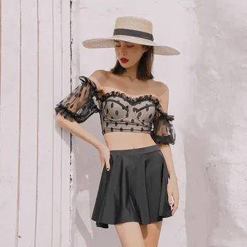 

Swimsuit For Girls Bathing Suit Women Swimsuits Summer 2020 Bikini Polka Dot Slim Long Sleeve Girl Split Three Piece Beach Hot