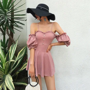 

Swimwear Women One Piece Large Size Swimming Suit For Swimsuit 2019 Bikini One-Piece Thinness Sexiness New Hot Solid Polyester