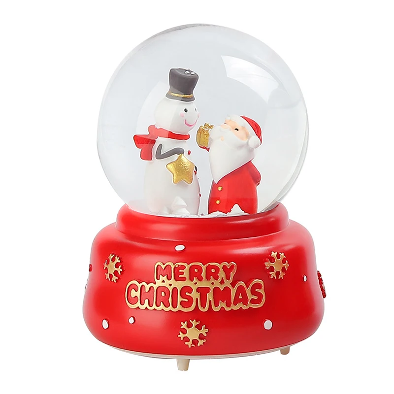 Christmas Crystal Ball Music Box with Light Snowflakes Xmas Snow Globe Glass Stant Claus Snowman Ornaments | Дом и сад