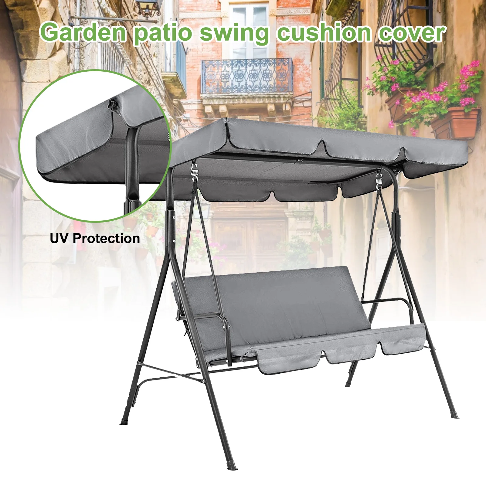 3 Seater Garden Swing Cushion 150CM 5 Colors Waterproof Dustproof Chair Replacement Canopy Spare Fabric Cover Dust Covers