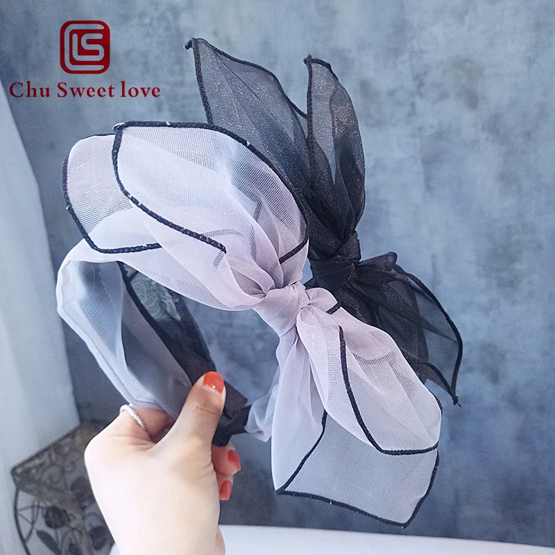 Женская винтажная Кружевная повязка на голову обруч для волос с очень большим