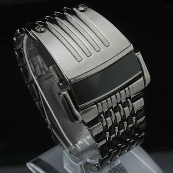

LED Display Wide Stainless Steel Band Wear-resistant Men Digital Wrist Watch Gift Energy Saving