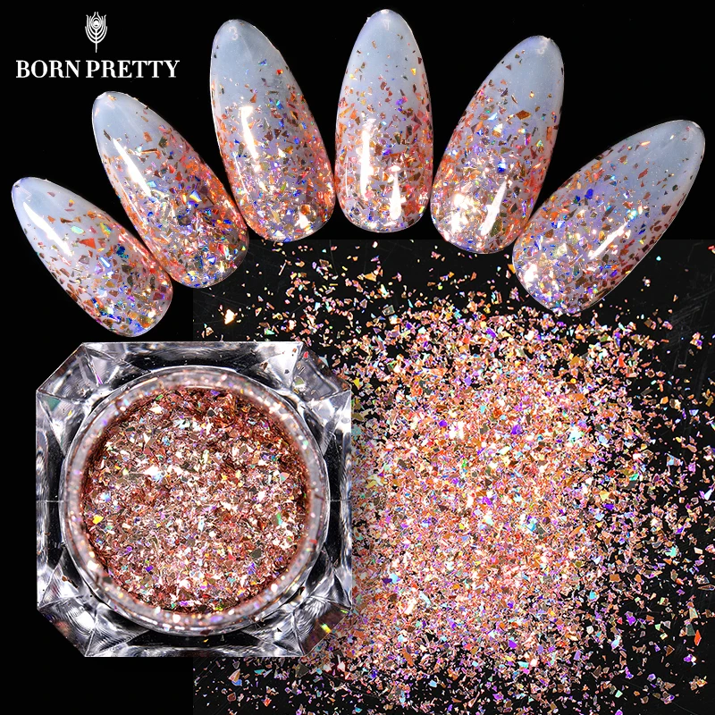 Голографические блестки BORN PRETTY 1 коробка 0 г розовое золото|Блестки для ногтей| |